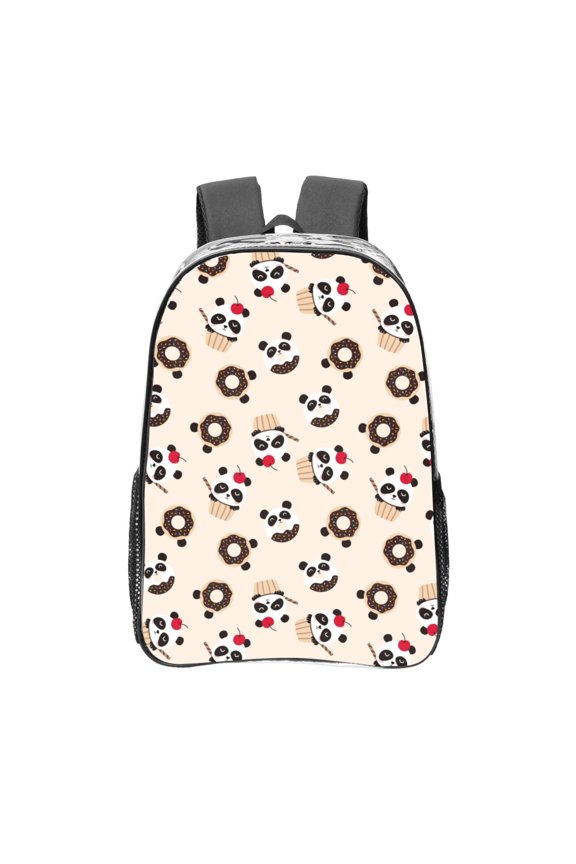 Panda Ice Creams Donuts Clear Backpack, Transparent Bookbag for School for Women Men, Capacity Clear Bag for College, Travel