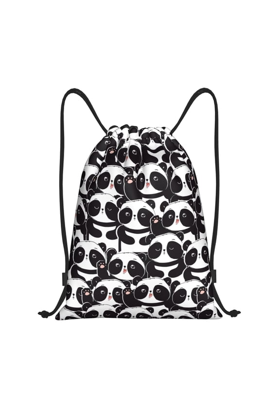 Panda Print Drawstring Backpack Bag,Waterproof Draw String Back Sack, Gym Drawstring Bags Swim Bag For Unisex