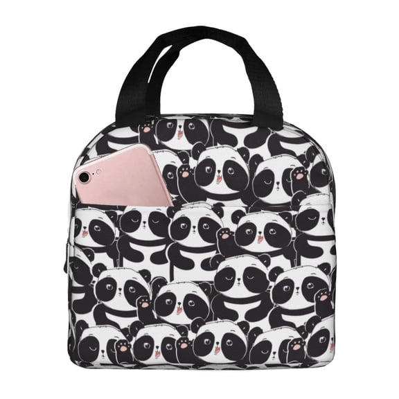 Kdxio Panda Print Insulated Lunch Bag,Reusable Tote Lunch Box for Women Men,Leakproof Cooler Lunch Bags for Work Office Travel Picnic