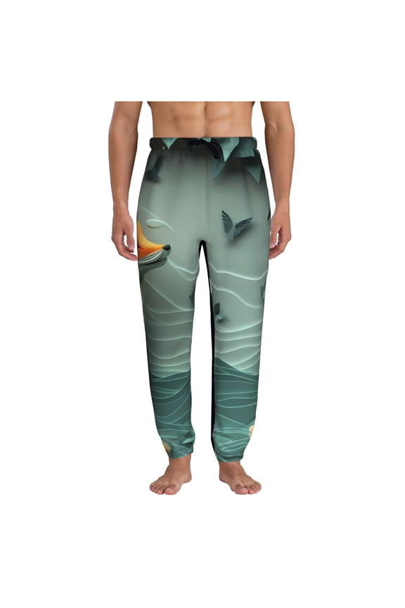 Paper Fox Crow Fantasy Pattern Joggers,Sweatpants for Men with Pockets-Medium