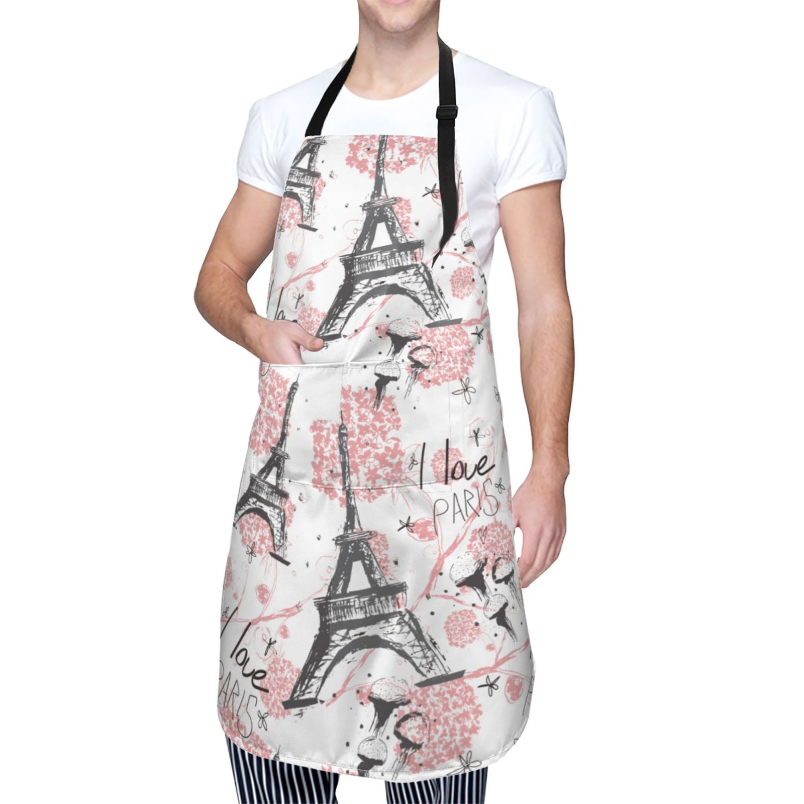 Kdxio Paris Apron with Pockets Adjustable Kitchen Aprons for Men Women Waterproof Aprons for Cooking,Drawing,Crafting, Baking Household Cleaning