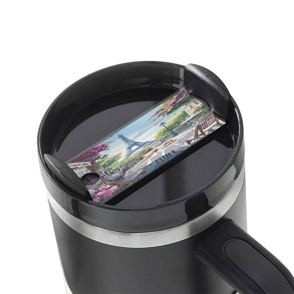 Kdxio Parisian Cafe With Eiffel Name Plate Compatible Stanley Cups Name Tag Acrylic Nameplate Tumbler Lid Topper for Cup Accessories