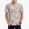 thumbnail image 1 of Kdxio Passport Stamp Print Men's Short Sleeve Polo Shirt,Midweight Men's Shirt, 1 of 6