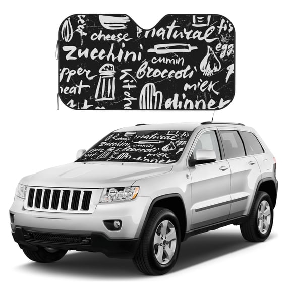 Kdxio Pasta Bacon Print Windshield Sun Shade, Foldable Sun Blocker for Car,Truck,SUV Automotive Interior Sun Protection,Reflective Shade for Front Windshield(Small)