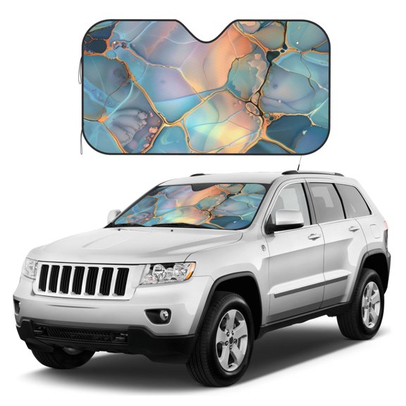 Kdxio Pastel Abstract Fluid Art Print Windshield Sun Shade, Foldable Sun Blocker for Car,Truck,SUV Automotive Interior Sun Protection,Reflective Shade for Front Windshield(Small)