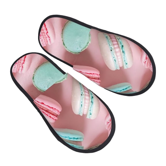 Kdxio Pastel Macarons Delight Pattern Slippers for Women Memory Foam Fuzzy House Slippers Bedroom Non-slip Warm Womens Slippers