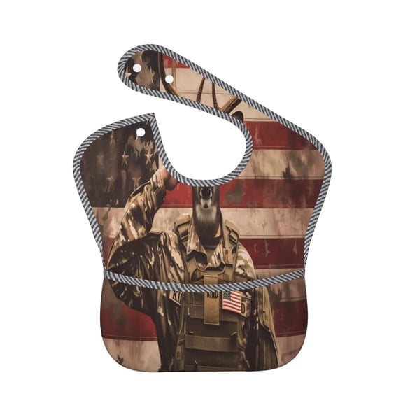 Kdxio Patriotic Deer Soldier Salute Bibs For Babies, Baby Bibs for Eating, Toddler Bibs, Waterproof Bibs, Feeding Bibs, for Toddlers, Boys, Girls