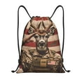 thumbnail image 1 of Kdxio Patriotic Deer Soldier Salute Print Drawstring Backpack Bag,Waterproof Draw String Back Sack, Gym Drawstring Bags Swim Bag For Unisex, 1 of 5