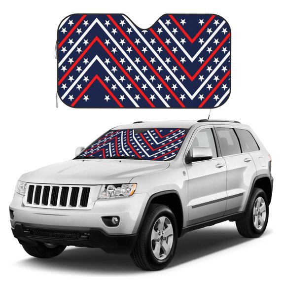Kdxio Patriotic Star Pattern Print Windshield Sun Shade, Foldable Sun Blocker for Car,Truck,SUV Automotive Interior Sun Protection,Reflective Shade for Front Windshield(Small)