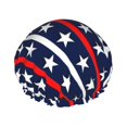 thumbnail image 1 of Kdxio Patriotic Star Print Shower Cap for Women,Elastic and Reusable,Double Waterproof Layers Bathing Hat, 1 of 9