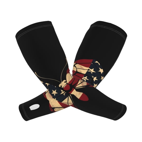 Kdxio Patriotic USA Butterfly Art Print UV Sun Protection Arm Sleeves - Tattoo Cover Up - Basketball Arm Sleeve UPF 50 Cooling for Men Women