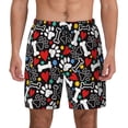 thumbnail image 1 of Kdxio Paw And Bones Print Men's Swim Trunks with Compression Liner 7 Inch Inseam Quick Dry Swim Shorts, 1 of 5