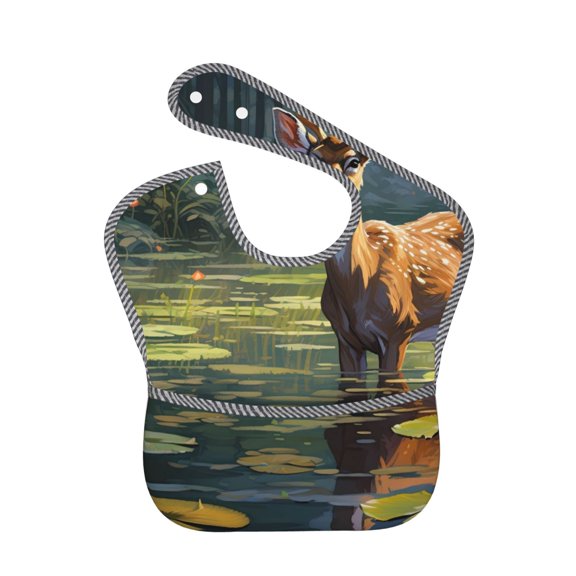 Kdxio Peaceful Deer Lily Pond Bibs For Babies, Baby Bibs for Eating, Toddler Bibs, Waterproof Bibs, Feeding Bibs, for Toddlers, Boys, Girls