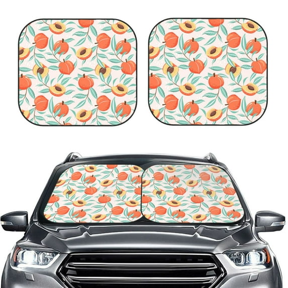 Kdxio Peach Print 2-Piece Sun Shade Front Windshield - Foldable Car Front Window Sunshades for Most Sedans SUV Truck