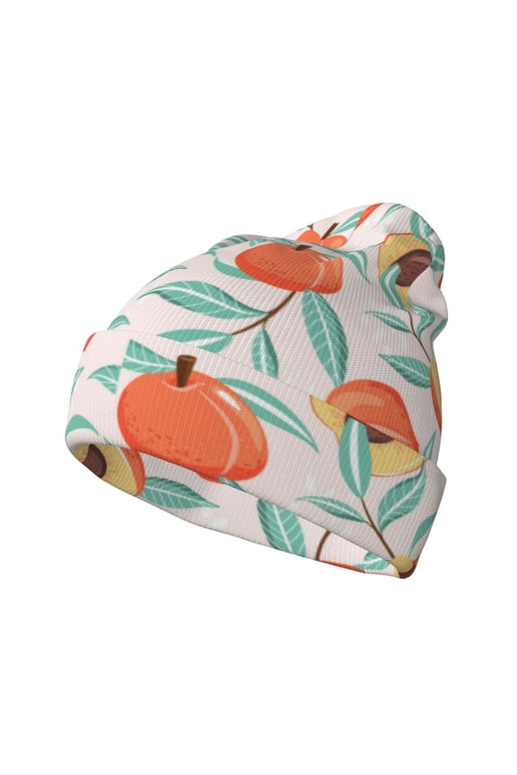 Peach Winter Beanie for Men Women Beanie Knit Hat Cuffed Cap Beanie Knit Chunky Snow Cap