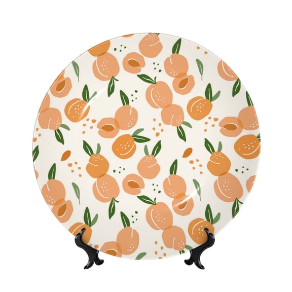 Kdxio Peaches Bone China Decorative Plate Ceramic Decorative Plate for Home Office Wall Stand Decorative Plates for Home Bedroom-8in