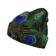 thumbnail image 1 of Kdxio Peacock Feathers Winter Beanie for Men Women Beanie Knit Hat Cuffed Cap Beanie Knit Chunky Snow Cap, 1 of 6