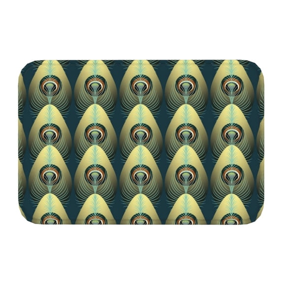 Kdxio Peacock Gold Feather,16" x 24", Non-Slip Front Door Mats,Outdoor Welcome Mat Washable
