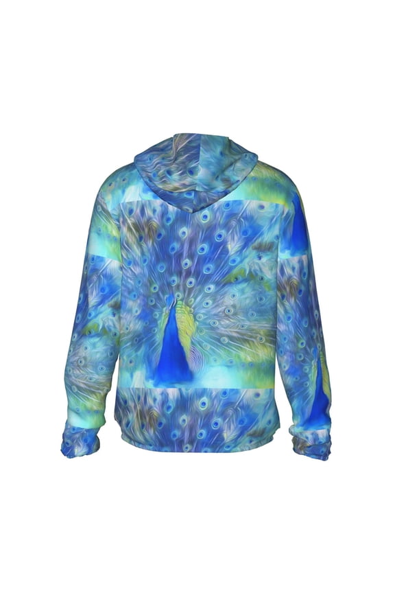 Peacock Print Women Men Sun Protection UPF 50+ Jackets Zip Up Long Sleeve Hoodie Hiking Lightweight with Pockets