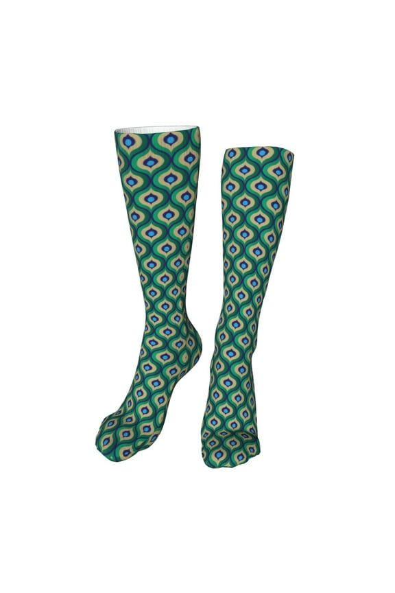 Peacock'S Tail Funny Silky Novelty Funky Long Knee High Socks Soft 3D Print Cosplay Crazy Stockings for Men Women