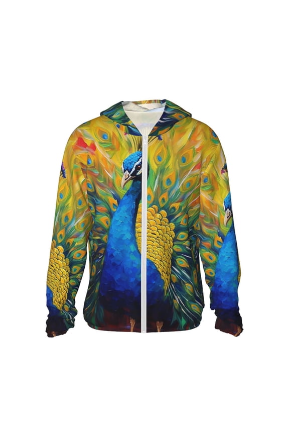 Peacocks Print Women Men Sun Protection UPF 50+ Jackets Zip Up Long Sleeve Hoodie Hiking Lightweight with Pockets