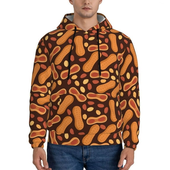 Kdxio Peanuts2 Print Mens Casual Hooded Collar Drawstring Hoodies Pullover Sweatshirts Casual Long Sleeve Shirts-Large