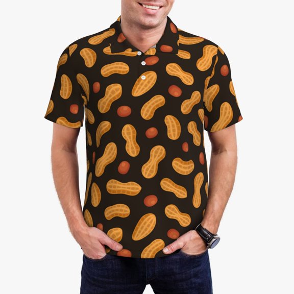 Kdxio Peanuts5 Print Men's Short Sleeve Polo Shirt,Midweight Men's Shirt