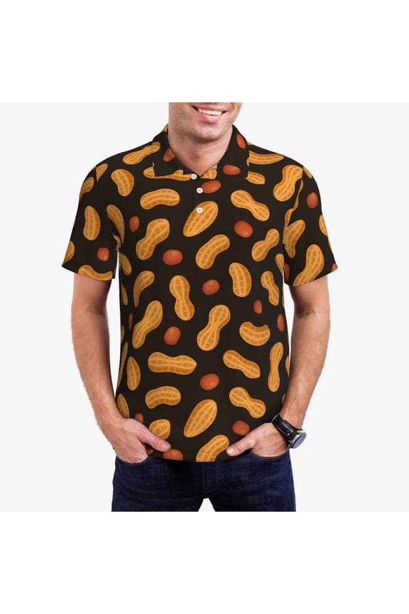 Peanuts5 Print Men's Short Sleeve Polo Shirt,Midweight Men's Shirt