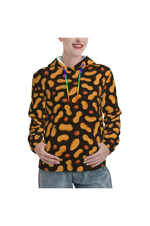 Peanuts5 Print Womens Oversized Hoodies Sweatshirts Hooded Pullover Tops Sweaters Casual-Large