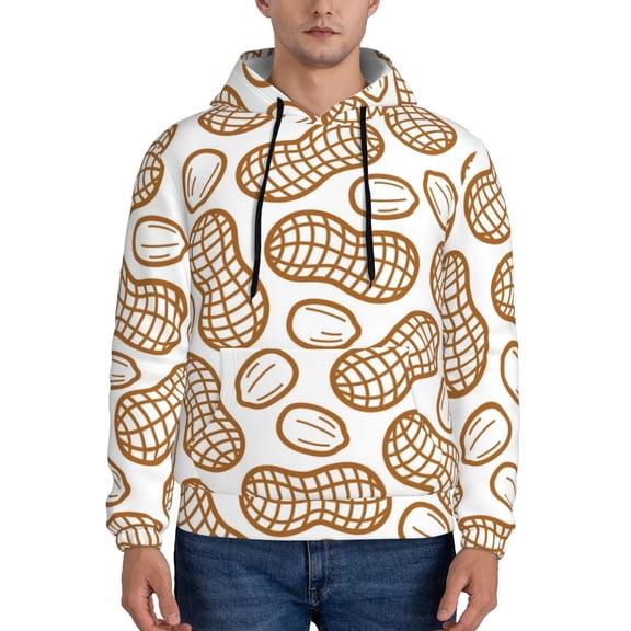 Kdxio Peanuts7 Print Mens Casual Hooded Collar Drawstring Hoodies Pullover Sweatshirts Casual Long Sleeve Shirts-Medium