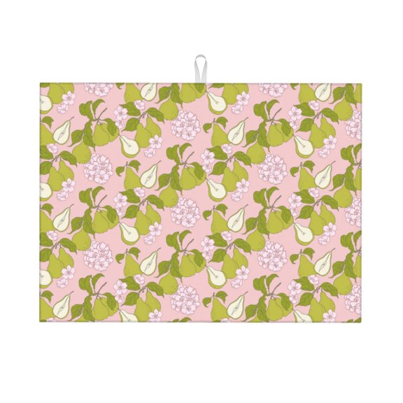 Kdxio Pears And Flower for Dish Drying Mat,24*18 inch Absorbent Dish Drainer Kitchen Counter,Large Size Dish Drying Pad for Countertops,Draining Racks
