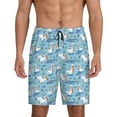 thumbnail image 1 of Kdxio Pelican Reed And Fish Print Mens Sleep Shorts Bottoms Soft Comfy Pajama Wear Pants with Drawstring Pockets, 1 of 5