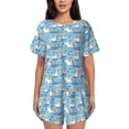thumbnail image 1 of Kdxio Pelican Reed And Fish Print Pajamas Sets for Women Short-Sleeved Pjs with Lounge Shorts Two Piece Sleepwear S-4XL, 1 of 5