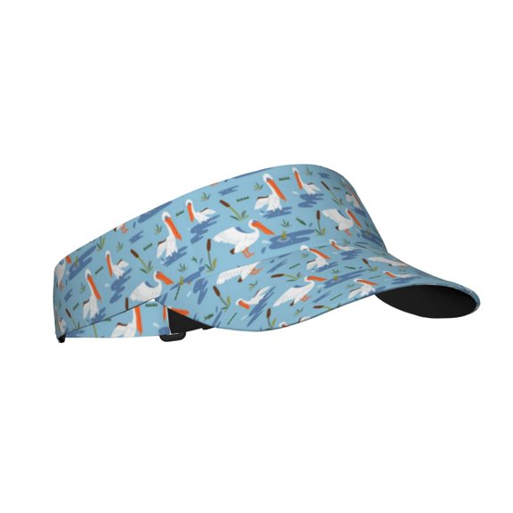 Kdxio Pelican Reed And Fish Print Sun Visor Hat Golf Visor Adjustable Velcro Outdoor Sports Cap for Men Women