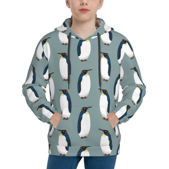 Kdxio Penguin Pattern Boys Athletic Unisex Boys Girls Hoodie with Pocket Sweatshirts-Small