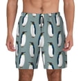 thumbnail image 1 of Kdxio Penguin Print Men's Swim Trunks with Compression Liner 7 Inch Inseam Quick Dry Swim Shorts, 1 of 5