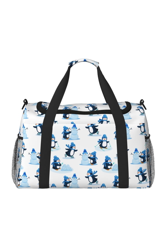 Penguin Winter Fun Travel Duffel Bag Gym Bag Weekender Travel Bag Gym Bag for Women &Men Airplane Travel Essentials for Flying