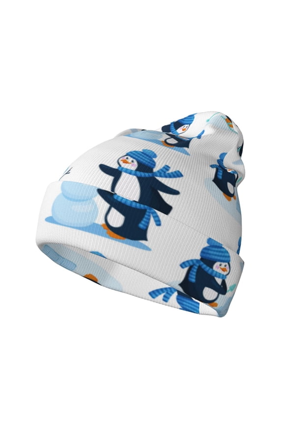 Penguin Winter Fun Winter Beanie for Men Women Beanie Knit Hat Cuffed Cap Beanie Knit Chunky Snow Cap