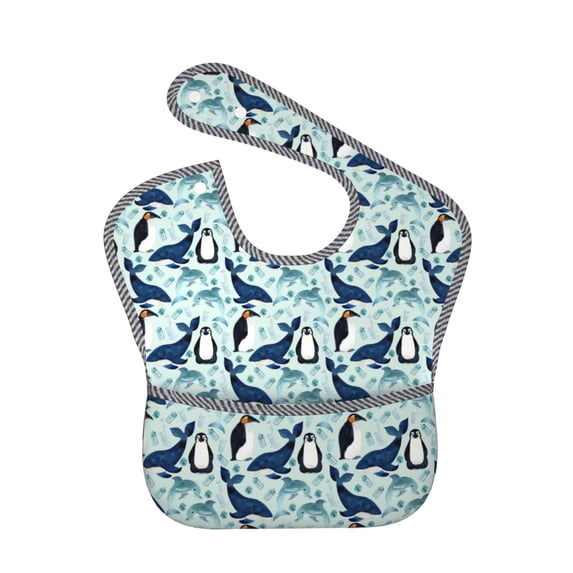 Kdxio Penguins Dolphins Whales Bibs For Babies, Baby Bibs for Eating, Toddler Bibs, Waterproof Bibs, Feeding Bibs, for Toddlers, Boys, Girls