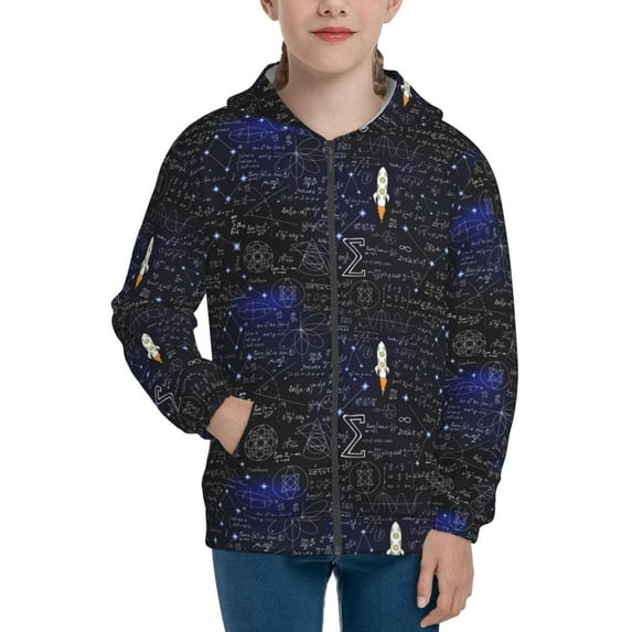Kdxio Physical Formulas Pattern Kids Boys Girls Zip Up Hoodie 3D Printed Hooded Sweatshirt Hoody Coat with Pocket 7-12 Y-Small