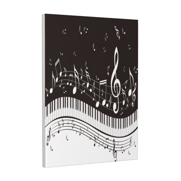 Kdxio Piano Keys With Musical Notes Pattern Canvas Wall Art 12x16 Inches - Waterproof HD Print Solid Wood Frame for Living Room & Bathroom,Vertical