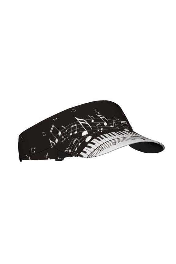 Piano Keys With Musical Notes Print Sun Visor Hat Golf Visor Adjustable Velcro Outdoor Sports Cap for Men Women
