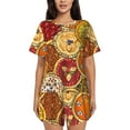 thumbnail image 1 of Kdxio Pies Print Pajamas Sets for Women Short-Sleeved Pjs with Lounge Shorts Two Piece Sleepwear S-4XL, 1 of 8