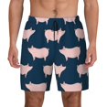 thumbnail image 1 of Kdxio Pig 1 Print Men's Swim Trunks with Compression Liner 7 Inch Inseam Quick Dry Swim Shorts, 1 of 5