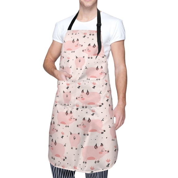 Kdxio Pig Apron with Pockets Adjustable Kitchen Aprons for Men Women Waterproof Aprons for Cooking,Drawing,Crafting, Baking Household Cleaning