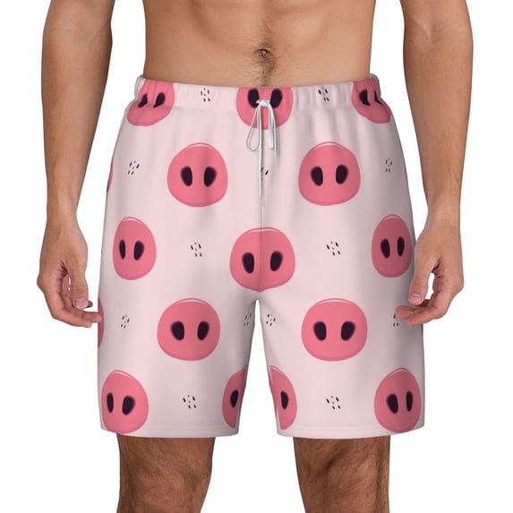 Kdxio Pig Noses Print Men'S Swim Trunks With Compression Liner 7 Inch Inseam Quick Dry Swim Shorts