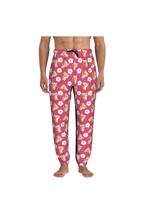 Piggy Sunflower Pattern Joggers,Sweatpants for Men with Pockets-Medium