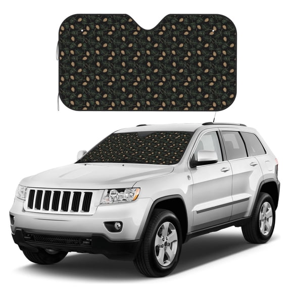 Kdxio Pine Cone Woodland Pattern Print Windshield Sun Shade, Foldable Sun Blocker for Car,Truck,SUV Automotive Interior Sun Protection,Reflective Shade for Front Windshield(Medium)