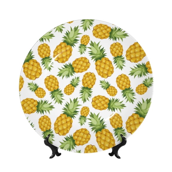 Kdxio Pineapple Bone China Decorative Plate Ceramic Decorative Plate for Home Office Wall Stand Decorative Plates for Home Bedroom-10in