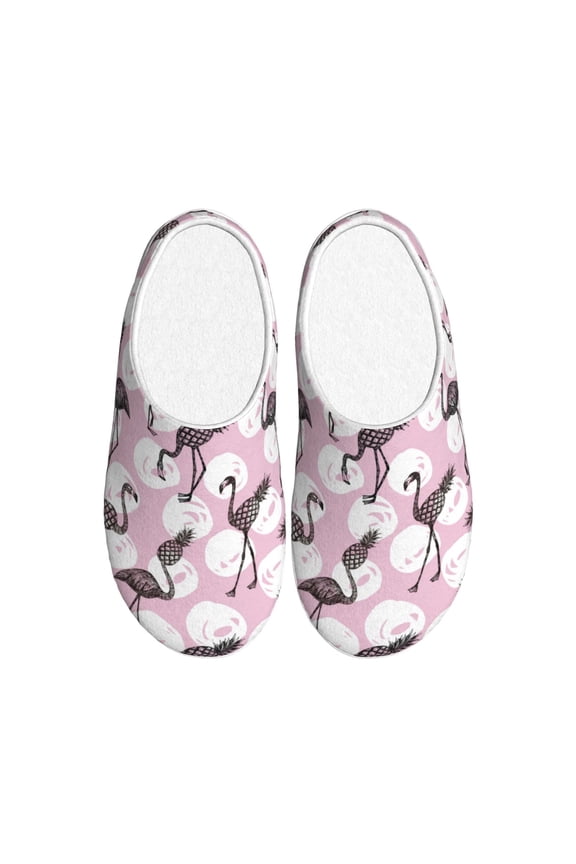 Pineapple Flamingo Women's Men's Slippers Plush Slip-On House Slipper for Winter Indoor Soft Cushion Non-slip Fluffy Slides Slippers-37/38